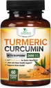 Suplemento de Curcumina Turmérica 2600mg - 95% Curcuminóides com extrato de pimenta preta orgânico & BioPerine para melhor absorção, Natural Vegan Joint Support, Não-GMO, Engarrafado nos EUA - 60 Cápsulas