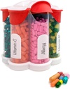 Organizador de comprimidos extra grande diário, semanalmente, garrafa de suplemento mensal, Dispensador bonito da pílula da flor com 7 compartimentos XL, caixa fácil-aberta da pílula para vitaminas, medicamentos, etiquetas incluídas (vermelho)