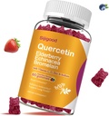 Quercetin Gummies with Bromelain, Elderberry, Echinacea, Zinco de vitamina C D - Suporte do sistema imunológico 60 Condes Puro Quercetin Gummies for Kids & Adults