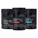 Pesquisa esportiva Creatina Mono-hidratada Melhorada pela Omega Power House Antártica Krill & Fish Oil com Tripla Força EPA DHA e Fosfolipídios, Colina e Astaxantina - Apto para Campeões