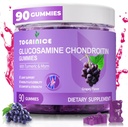 Gummies de apoio conjunto com condroitina de glucosamina, sem açúcar, 1500mg de força extra com HSH e açafrão (90 contagem)