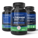 L Theanina 200mg, Magnésio, 5-HTP & Melatonina – All-in-1 L-Teanina Suplemento para alívio de estresse, foco & cognição, sono - 60 cápsulas