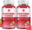 (2 Pack) Gummies Suplemento de Cortisol para mulheres com Rhodiola Rosea, Ashwagandha, Magnésio, Cortisol Equilibrado, Suporte Zzz, Não-GMO, 120 Gummies