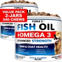 (2 Pack) Ómega 3 Óleo de peixe para cães - 170 Mastigações - Pele e casaco Suplemento - Ómega 3 para cães - Tratamento de alívio de pele seca e comichão - Alergia apoio cão anti derramamento de doces - salmão - sabor de frango