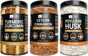 INGREDIENTES ORIGINAIS PUROS Ceilão Canela, Psyllium Husk, e cápsula cúrmica pacote (730 cápsulas cada), sem magnésio ou enchimentos de arroz