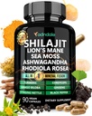 Suplemento Adndale Shilajit. Pure Himalayan Organic Shilajit para homens e mulheres Cápsulas com Sea Moss Ashwagandha Rhodiola Rosea Lion's Mane. 90 Conde
