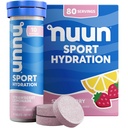 Nuun Sport Eletrolyte Tablets com magnésio, cálcio, potássio, cloro e sódio, Gluten Free & Vegan, Strawberry Limonada, 8 Pack (80 Servings Total)