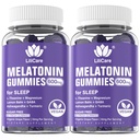 Melatonina 20mg Gummies for Adults (2 Packs) Força extra com L-Theanina, Ashwagandha, Magnésio, Açafrão, GABA, Limão Balm e Camomila para Suportes Rítmo Circadiano Saudável, Flavor de Uva