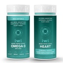 Iwi Omega-3 Minis & Heart Omega-3 Bundle, 30 Servings, Vegan Planta-baseada Algas Omega 3, Krill & Fish Oil Alternative, Sem gosto de peixe