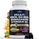 NOVO AGE Suplemento Shilajit com Sea Moss, Ashwagandha, Tongkat Ali, Boron, Magnésio - Cápsulas de Ácido Fulvico para Homens - 90 Conde