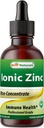 Melhor Naturals Zinco Líquido Iônico - Suporte Imune - Alta biodisponibilidade - Garrafas de vidro 2 OZ (60ml)