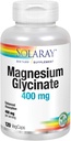 Solaray Magnésio Glicinato 400 mg – Relaxamento Saudável, Apoio Ósseo e Cardiovascular (120 CT, 30 Servões)
