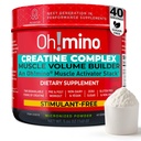 Oh!mino Creatina Complexo para o crescimento muscular. Creatina Micronizada Mono-hidratada e Hidrocloreto de Creatina com Adaptogénios. Creatina perfeita para mulheres e homens. Refrescante Zero Carb Lemon-Lime, 40 Servings