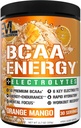 EVL BCAAs Aminoácidos Pó - BCAA Energia Pré-Exercício Pó para Recuperação Músculo Crescimento Lean e Endurance - Reidratação Pós-Exercício Recuperação Bebida com 6 Eletrólitos Chave - Manga Laranja