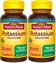 Gluconato de potássio 550 mg, Suplemento dietético para apoio à saúde do coração, 100 comprimidos, 100 dias de fornecimento (Pacote de 2)