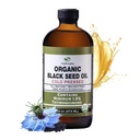 HalalEveryDay Organic Black Seed Oil - USDA Certified, Cold Pressed Glass Garrafa 16 onças - Mais de 1,5% Thymoquinone Turco Black Cumin Nigella Sativa Non-GMO 100% Puro óleo de semente preta