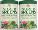 Fazendas do país Super Greens sabor natural, 50 Super Alimentos orgânicos, USDA mistura de bebida orgânica, frutas, vegetais, Super Verdes, cogumelos e probióticos, Suporta energia, 40 Servings, 10.6 Oz, 2 Pack