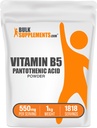 BulkSuplementos.com Vitamina B5 em pó - como Pantotenato de Cálcio, B5 Vitaminas - Glúten Livre, 500mg de Ácido Pantotênico Vitamina B5 por Servindo, 1kg (2,2 lbs) (Pacote de 1)