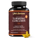 Curcumina orgânica da fortuna da vida com pimenta preta e gengibre, absorção melhorada, suplemento de força extra, suporte conjunto e imunológico, não-GMO, 90 Cap - 2250mg