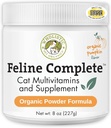 Orgânicos Wholistic animal de estimação felino abóbora orgânica completa - 8 Oz - Multivitamin & Pó Probiótico para gatos - Natural Cat Food & Suporte Digestivo
