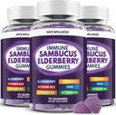 Suporte Imune Elderberry Gummies, suporte diário para crianças e adultos*, com Sambucus Elderberry, Zinc, Vitamina C, D3, B6, B12, Plus - Suplemento dietético - 210 Contagem