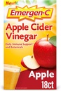 Emergen-C Apple Cider Vinagre Vitamina C Fizzy Drink Mix, Suplemento dietético para suporte imunológico, Apple - 18 Contagem
