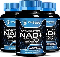 Bem-estar LABSRX NAD Suplemento, 1500mg - NAD lipossomal+ Suplemento com Resveratrol, NAD Plus Boosting - Suporte Saúde Celular e Envelhecimento Saudável - Cápsulas de Ultra Força, EUA Made - 3 Pack