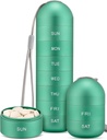 Zannaki Metal Moisture Proof Weekly Pill Organizer, Stackable Alumínio Liga BPA Free Travel Caminhadas 7 dias caixa de comprimidos impermeável e grande compartimento para segurar pílulas, vitaminas, óleo de peixe, suplementos