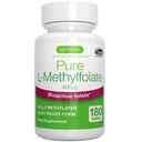 Igennus folato de metilo puro 400 mcg, 180 comprimidos, rótulo limpo, forma metilada de ácido fólico 5-MTHF (Vitamina B9), Vegan, Adequado para a gravidez, Um dia, 6 meses de fornecimento