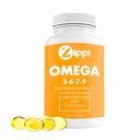 Zippi Omega 3-6-7-9 Camelina Softgels - planta baseado Omega 3-6-7-9 gordura ácido suplemento. Ajuda a apoiar o cérebro, fígado, cardiovascular, imunidade e função articular