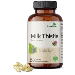 Futurebiotics Cardo de leite Silymarin Marianum & Dandelion Apoio à saúde do fígado raiz, Apoio antioxidante, Detox, 250 Cápsulas