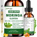 Puro Moringa Oleifera gotas líquidas, extrato orgânico de folha de Moringa w. Turmérica, Pimenta preta, Suplemento Moringa para o metabolismo de energia Imune Skin Joint & Gut, 6X mais forte do que Moringa Cápsulas Pó