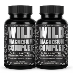 Alimentos Selvagens Suplemento Complexo de Magnésio com 7X Formas de Alta Absorção, Espectro Cheio, Digestão Fácil 500mg Glycinate, Bisglicinato, Malato, Orotato, Citrato, Taurate .
