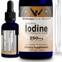 WellnessOne Gotas de iodo para suporte da tireóide - Suplemento de iodo líquido de ação rápida de iodeto de potássio - Ótimo para imunidade e cognição e maximiza a absorção de ferro - 1,67 fl oz