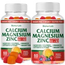 BionerLab Calcium Magnesium Zinc Gummies com vitamina D3 & K2 - Absorção reforçada de alta potência - Laranja e sabor de cereja