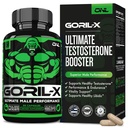 GORIL-X Testosterona Booster para homens - Treino Suplemento Testosterona - Aumentar Tamanho, Força e Energia - 1000mg Masculino Enhancing Horny Goat Weed - Maca Root, Tongkat Ali & Tribulus Terrestris 60 Caps