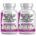 Nutracêuticos limpos Cardo de leite NAC Chanca Piedra Beterraba raiz alcachofra dentelion raiz - Fígado Cleanse Suplemento Plus TUDCA Choline & Ginger - 2Pack