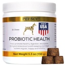 PetScy - Mastigas probióticas para cães, probióticos para cães de todas as idades, tamanhos e raças com fibra prebiótica e puro Omega-3 .