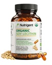 USDA Suplemento de Lecitina de Soja Orgânica 800 mg, Cápsulas Orgânicas Líquidas de Alta Absorção, Suplemento de Lecitina de Colina para Apoio à Saúde do Cérebro e Fígado, Não-GMO, Sem Glúten, 60 Contagem