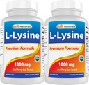 Best Naturals L-Lysine 1000mg 180 Comprimidos (180 Contagem de 1) (2 Garrafas)