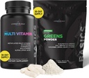 Livingood Conjunto de suporte de válvula cardíaca diária - Multivitamins/Multiminerals Plus Greens Powder para um suporte nutricional bem equilibrado e completo - Suplementos de saúde do coração