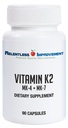 Vitamina natural K2 MK4 Plus Vitamina K2 MK7 alta potência 15.000mcg MK-4 + 60mcg MK-7 suporta osso e saúde arterial Vegi-cápsulas sem soja