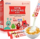 Vita Ginseng Kids, Vitamina D, Zinco, 7 Berries, Banana, 20 Legumes, Leite em pó para suporte imunológico, Foco e Memória Boost, 30 Packets (1Set)