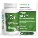 NatureCity True-Aloe Gut Health Support – 80,000mg Aloe Vera Gel Equivalente Por Serviço – Orgânico Aloe Vera (120 cápsulas) para Digestivo, Pele e Apoio Conjunto