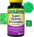 Super Vitamina B-Complex 100 comprimidos Suplemento dietético Pacote exclusivo melhor Ligth & Spring Guide + comprimido semanal Organizar (3 itens)