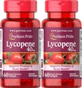 Puritan's Pride Premium Lycopene 40mg, Suplemento Dietário para Próstata, Antioxidante, Saúde do Coração e Apoio à Saúde Geral, 2 Mês de Fornecimento, 60 Rapid Release Softgels, 2 Pack