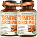 Suplemento de Curcumina Turmérica com Extrato de Pimenta Preta - Alta Potencia Turmérica Orgânica 1200mg & 95% Curcuminóides para Saúde Conjunta & Digestiva - Suplemento de Suporte Conjunto - 60 Cápsulas de Curcuma - 2 Pack