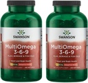 Swanson MultiOmega 3-6-9 - Não-GMO Flax, Borage & Fish Oil Cápsulas - Ácidos Gordura Essenciais Suportando Saúde Cardiovascular & Saúde do Cérebro - (220 Softgels, 2400mg Servindo) 2 Garrafas