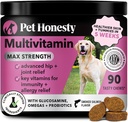 Dog Multivitamin Max Força - 15 em 1 Vitaminas para a Saúde & Coração - Essentials Óleo de peixe, Glucosamina, Probióticos, Ómega Óleo de peixe - Suplementos de Multivitamins para pele e casaco