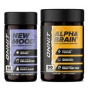 ONNIT Premium Alpha Brain Bundle - Nootropic Brain Supplement (90 Contagem) para Foco, Concentração e Memória + Novo Suplemento de humor para alívio de estresse, sono e humor (60 Contagem)